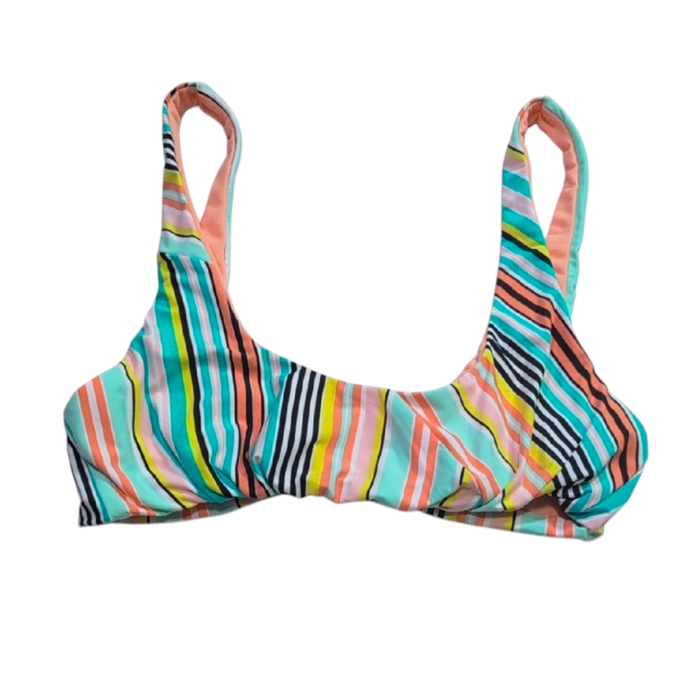 The Bikini Lab Multicolor Striped Bikini Top Reversible